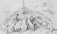 Cattle in Stern of a Boat, John Singer Sargent (American, Florence 1856–1925 London), Graphite on off-white wove paper, American