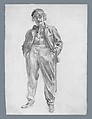 Man Standing, Joseph Christian Leyendecker (American (born Germany), Montabaur 1874–1951 New Rochelle, New York), Graphite on green wove paper, American