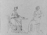 Figure Studies, Thomas Sully American, Ink wash on brown laid paper, American
