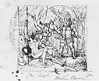 Scene from "Don Quixote", Mather Brown American, Pen and iron-gall ink and graphite on off-white wove paper, American