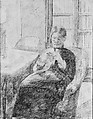 Old Woman Knitting, Mary Cassatt (American, Pittsburgh, Pennsylvania 1844–1926 Le Mesnil-Théribus, Oise), Graphite on off-white wove paper, American