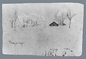 The Red Barn, Arthur B. Davies (American, Utica, New York 1862–1928 Florence), Pastel, black chalk, and graphite on dark pink paper, American
