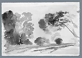 Landscape: Black Trees I, Arthur B. Davies (American, Utica, New York 1862–1928 Florence), Black ink wash on off-white wove paper, American
