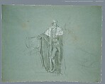 Study for "The Death of the Earl of Chatham", John Singleton Copley American, Black chalk and white-chalk heightening on blue laid paper, American