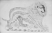 Lion, Pen and iron-gall ink and graphite on off-white wove paper, American