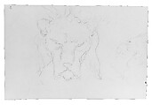 Frontal and Profile Studies of a Lion's Head, William Rimmer  American, born England, Graphite on light buff-colored wove paper, American