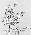 Tree, Allen Tucker (American, Brooklyn, New York 1866–1939 New York), Black chalk pinked on the top on buff paper, American