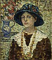 Portrait of a Girl with Flowers, Maurice Brazil Prendergast   American, Oil on canvas, American