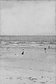 Beach Scene, R. G. Harper Pennington (1854–1920), Watercolor, gouache on light tan, unprimed fine-weave canvas, American