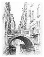 Ponte dei Baretteri, Andrew Fisher Bunner (1841–1897), Black ink and graphite traces on off-white wove paper, American