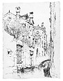Rio del Erbe, Venice, Andrew Fisher Bunner (1841–1897), Ink traces of graphite on off-white wove paper, American