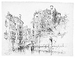 Ponte San Canciano, Venice, Andrew Fisher Bunner (1841–1897), Black ink and graphite traces on off-white wove paper, American