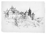 Sketch of Houses (Probably in Germany), Andrew Fisher Bunner (1841–1897), Black ink on light buff laid paper, American