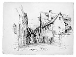 Rothenburg, Germany, Andrew Fisher Bunner (1841–1897), Black ink and graphite traces on off-white laid paper, American