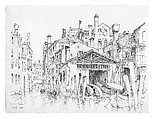 Squero San Andrea, Venice, Andrew Fisher Bunner (1841–1897), Black ink and graphite traces on off-white wove paper, American