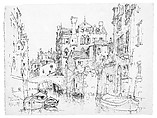 Canale del Squero, Venice, Andrew Fisher Bunner (1841–1897), Black ink and graphite traces on off-white wove paper, American