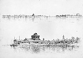 Two Sketches of Venice: Sartoza, Torcello and S. Andrea; Murano, Andrew Fisher Bunner (1841–1897), Black ink on off-white wove paper, American