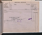 Tiffany Studios Lamp Department Ledger Book, Tiffany Studios (1902–32), pencil and ink on paper, American