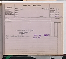 Tiffany Studios Lamp Department Ledger Book, Tiffany Studios (1902–32), pencil and ink on paper, American