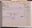 Tiffany Studios Lamp Department Ledger Book, Tiffany Studios (1902–32), pencil and ink on paper, American