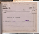 Tiffany Studios Lamp Department Ledger Book, Tiffany Studios (1902–32), pencil and ink on paper, American