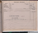 Tiffany Studios Lamp Department Ledger Book, Tiffany Studios (1902–32), pencil and ink on paper, American