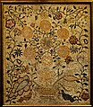 Embroidered Sampler, Mary Jones, Embroidered silk and linen, with gold leaf, on linen, American