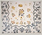 Embroidered coverlet, Ruth Culver Coleman (died 1801), Linen and wool, embroidered, American