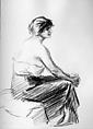 Seated Woman, John Sloan American, Black chalk on paper, American