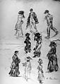 Studies from life, William James Glackens  American, Charcoal on cut and pasted paper, American