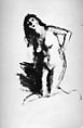 Nude Kneeling, Robert Henri  American, Brown tempera on paper, American