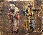 Study of Two Figures, Edwin Lord Weeks American, Oil on canvas, laid down on Masonite, American