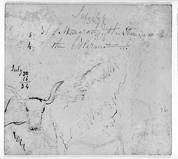 Mathmatical Computaions; Sketch of a Steer; Partial Unidentified Text (from Sketchbook) by James McNeill Whistler, The Metropolitan Museum of Art