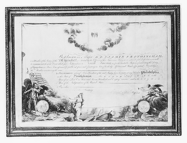 Membership Certificate of the Society of the Cincinnati by Aug. L. Belle, The Metropolitan Museum of Art