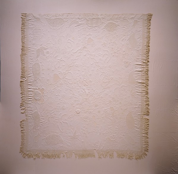 Embroidered whitework coverlet