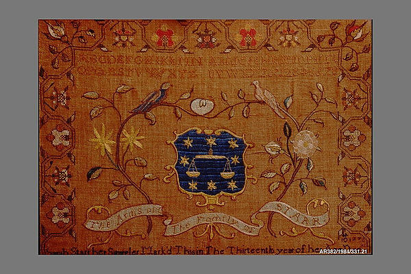 Embroidered Sampler: Starr Coat of Arms by Sarah Starr, The Metropolitan Museum of Art