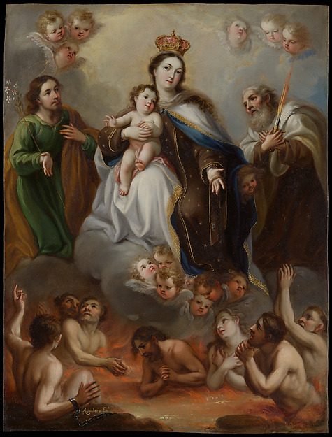 The Virgin of Carmen and the Souls of Purgatory with St. Joseph and the Prophet Elijah