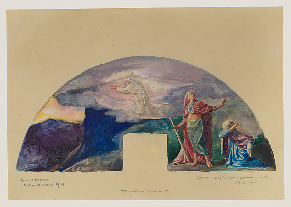 The Moral and Divine Law: Moses Receives the Law on Mount Sinai; Color Study for Mural, Supreme Court Room, Minnesota State Capitol, Saint Paul by John La Farge, The Metropolitan Museum of Art