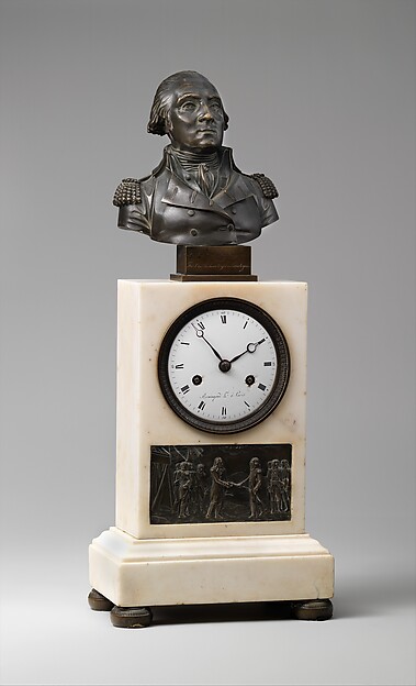 Clock with Bust of Washington and Relief of Cornwallis Resigning his Sword to Washington