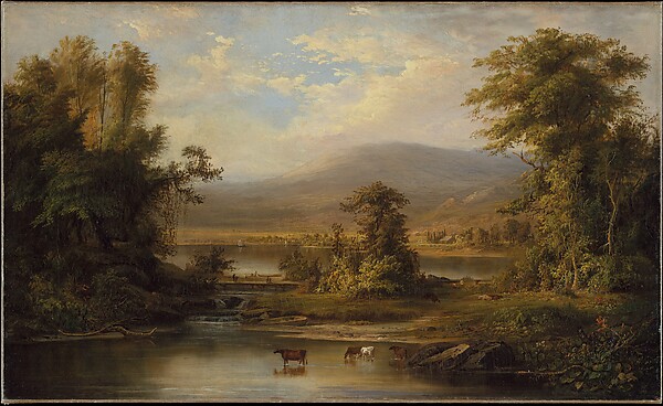 Landscape with Cows Watering in a Stream