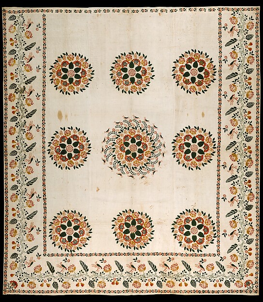 Wholecloth stenciled coverlet