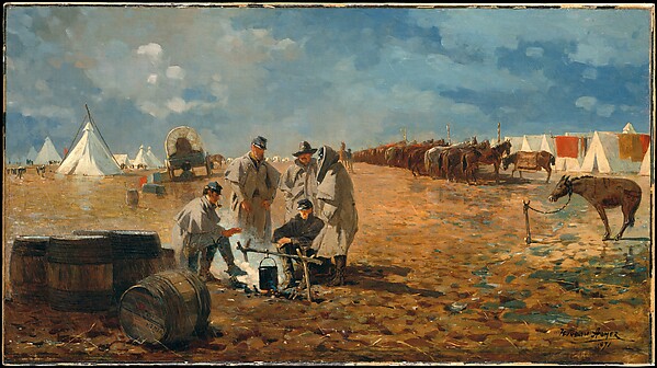 Winslow Homer, Rainy Day in Camp, 1871 — Civil War camp life