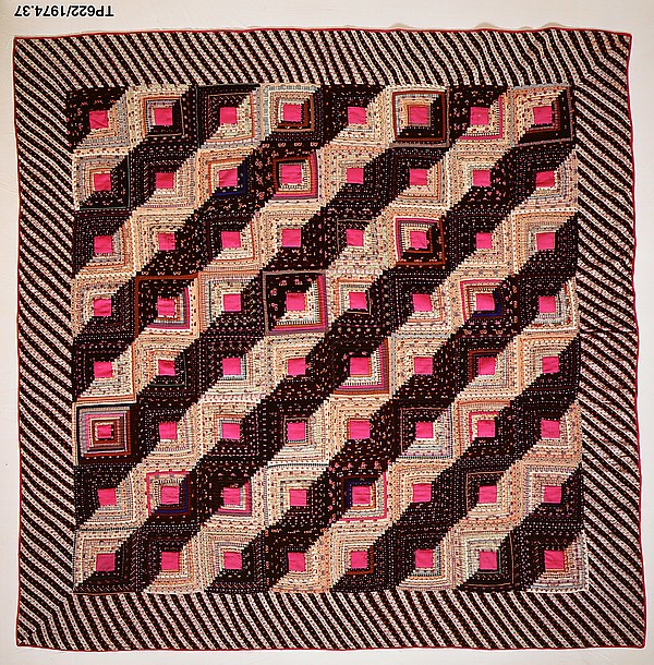 Quilt, Log Cabin pattern, Straight Furrow variation by an unrecorded maker, The Metropolitan Museum of Art