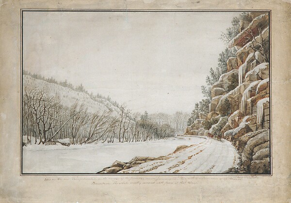 View on the New Turnpike Road, on the Margin of the Juniata, with a Distant View of the Warrior Mountain by Benjamin Henry Latrobe, The Metropolitan Museum of Art