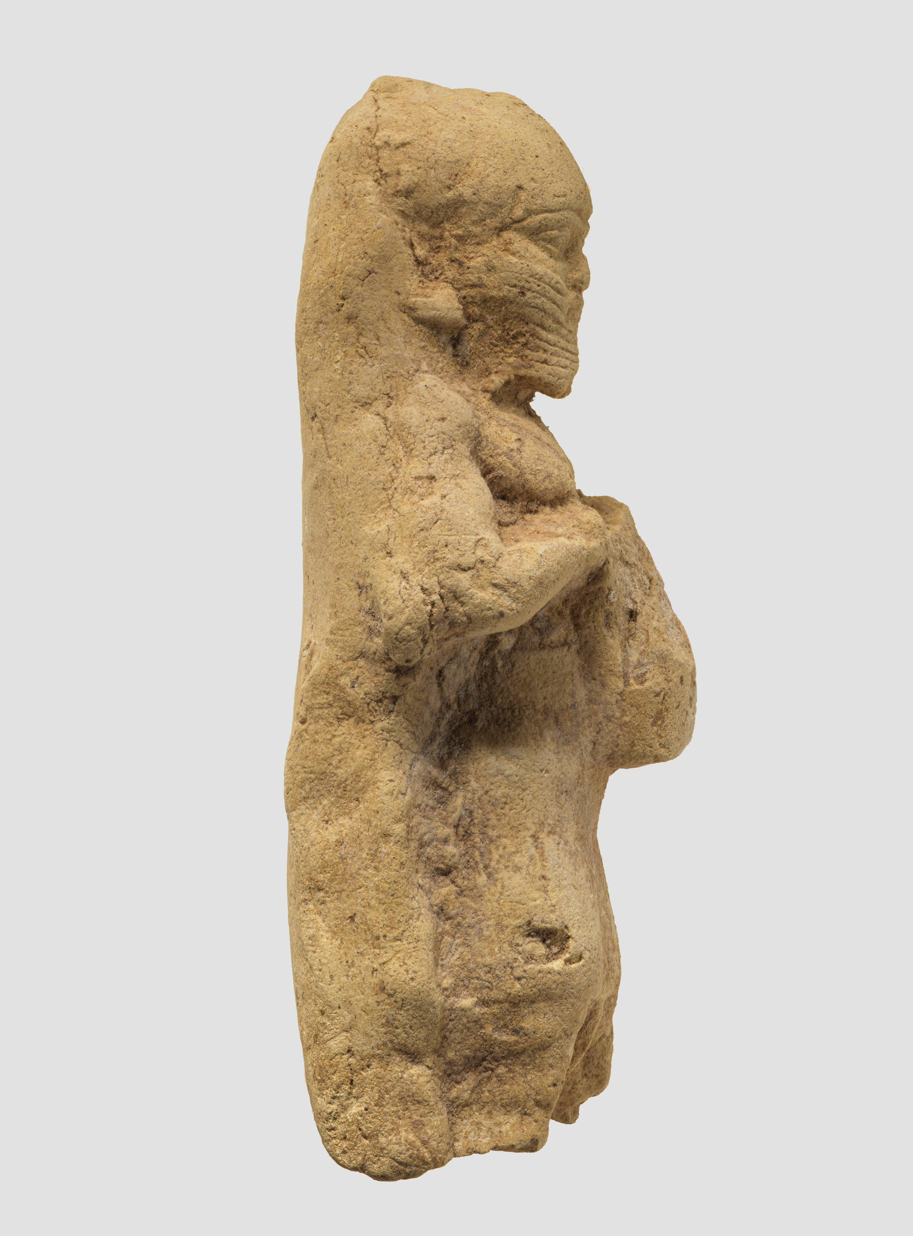 Figurine plaque: bearded man playing a drum | Babylonian | Neo ...