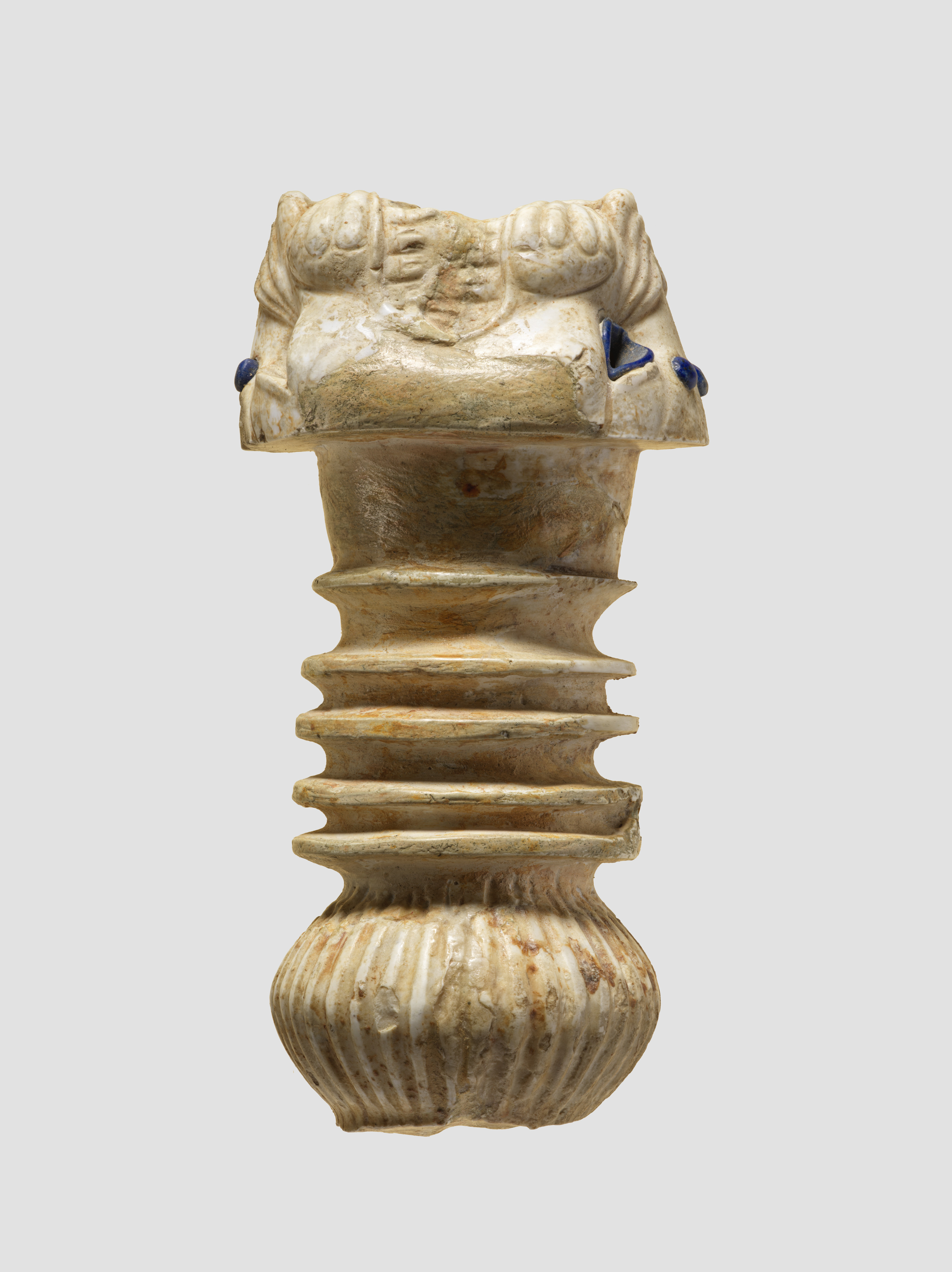 Ornament with heads of roaring lions, possibly the terminal of a