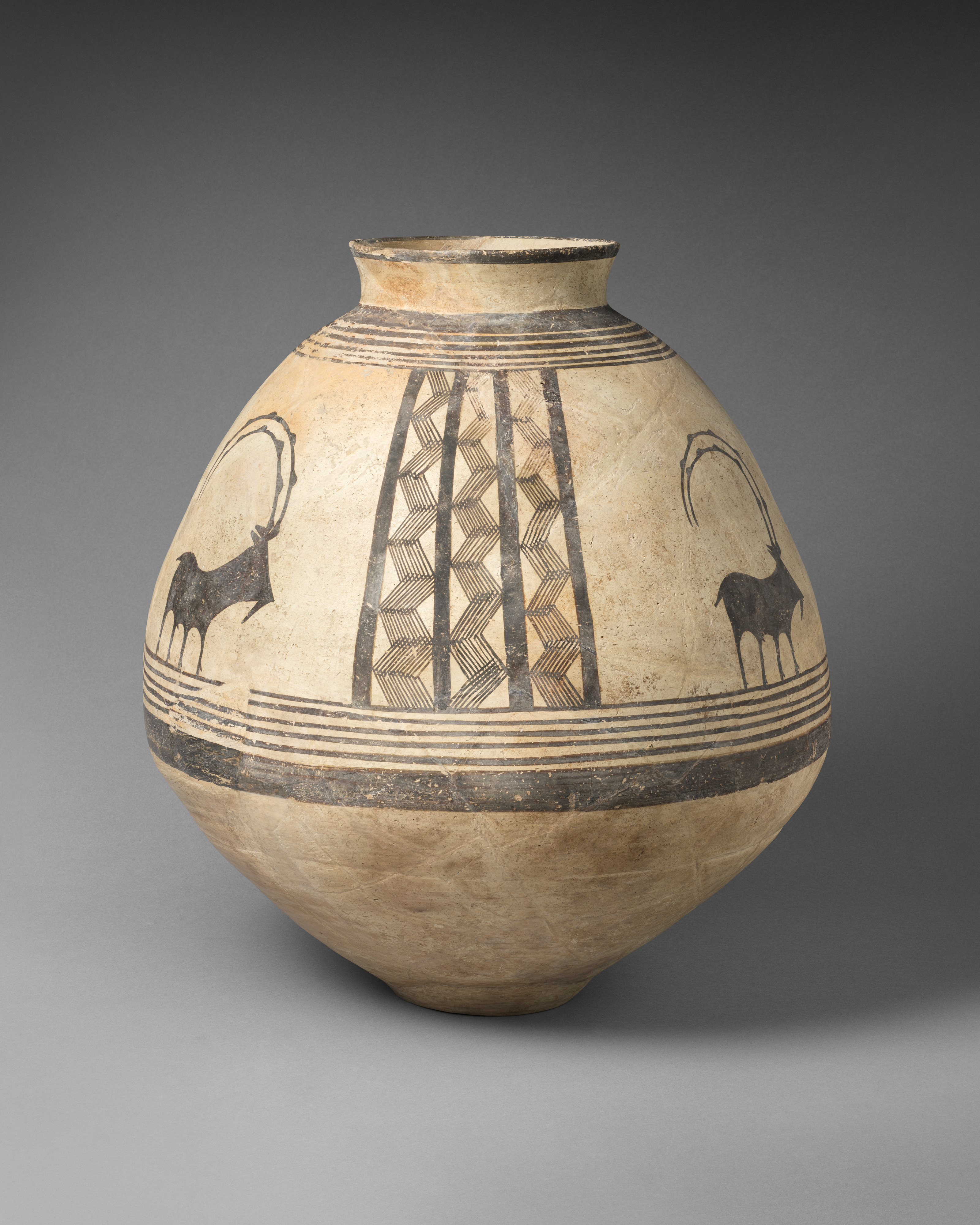 Storage jar decorated with mountain goats - Chalcolithic - The
