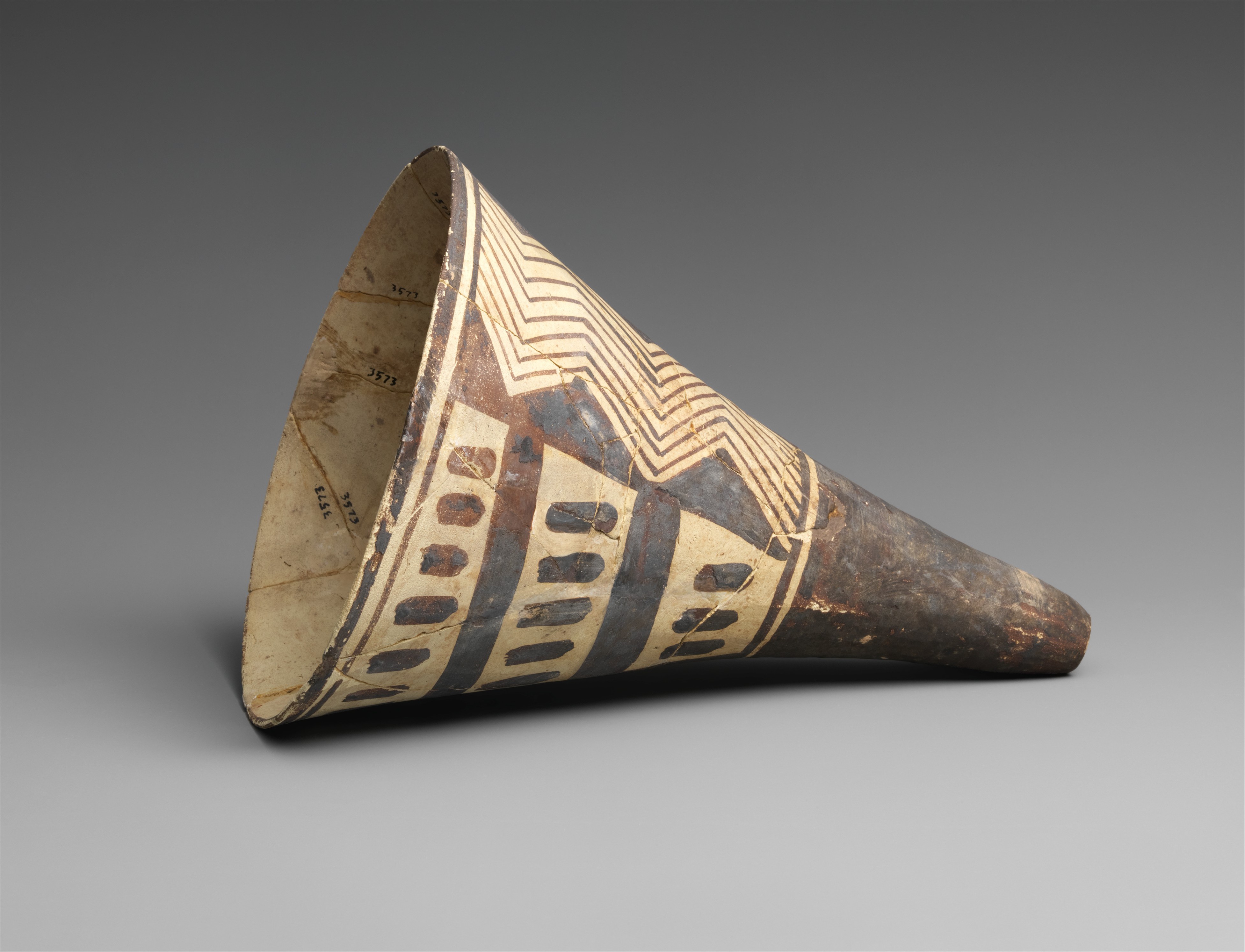 Cone-shaped vase with geometric decoration, Iran, Chalcolithic