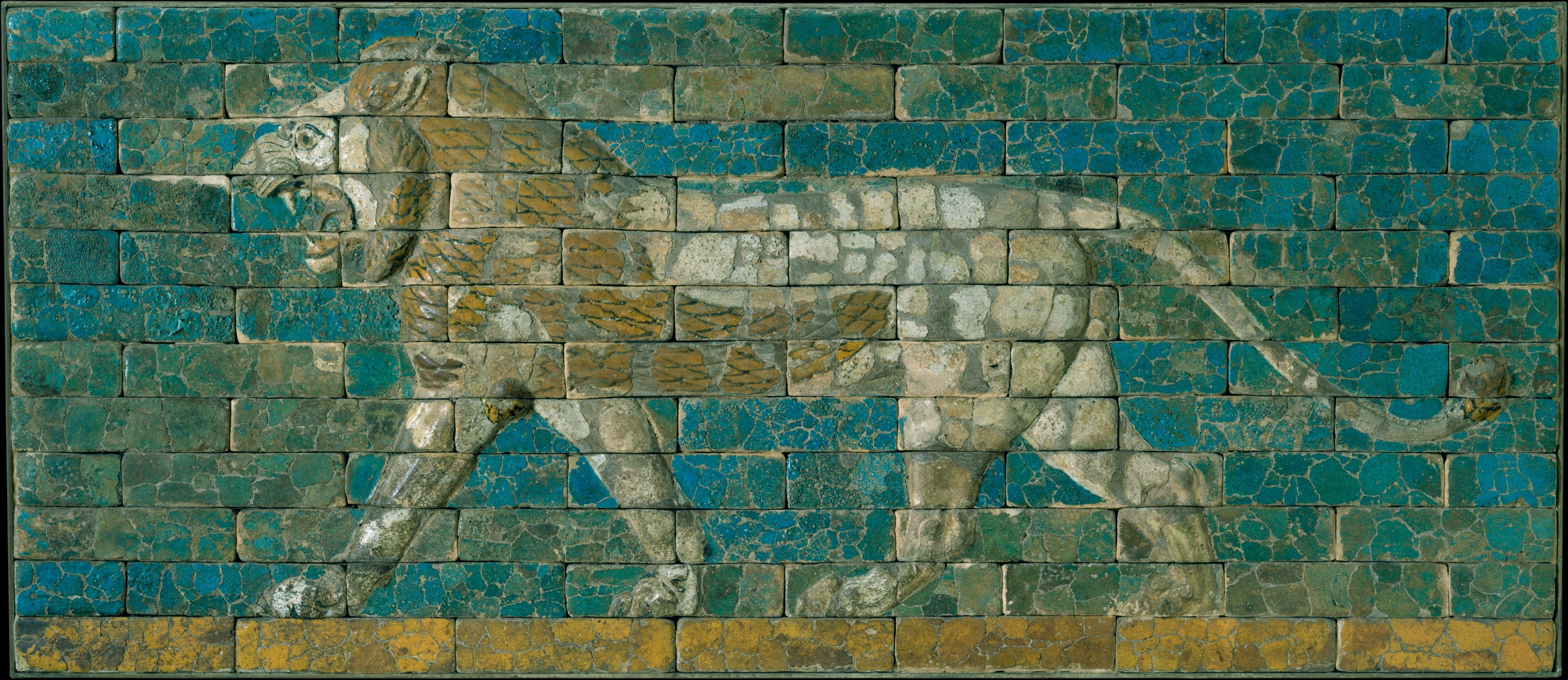 Panel With Striding Lion Babylonian Neo Babylonian The   DT891 