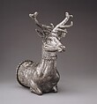 Vessel terminating in the forepart of a stag, Silver, gold inlay, Hittite